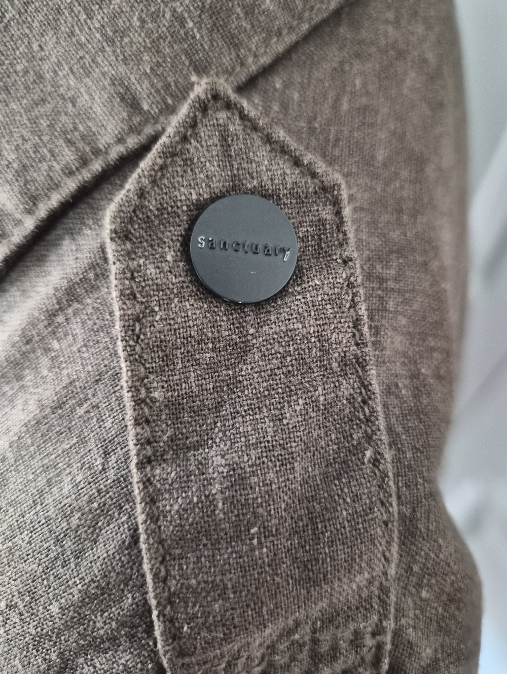 Sanctuary Olive Green Linen Blend Utility Jacket Tie Waist Size Small - Picture 6 of 13